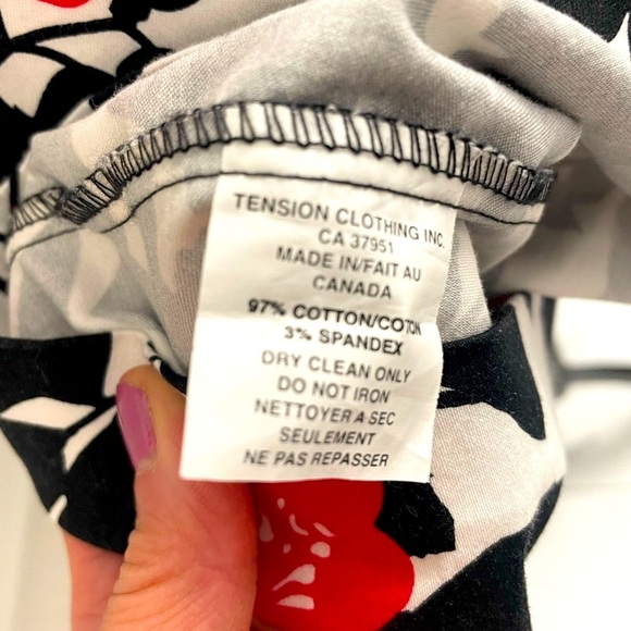 White with Black & Red Floral Print Mini Sundress with Sweetheart Neckline - Picture 8 of 8